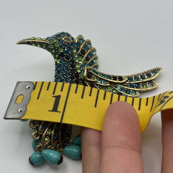 Heidi Daus "Sincere Joy" Crystal Hummingbird Dangle Pin/Enhancer Pendant - Picture 3 of 5